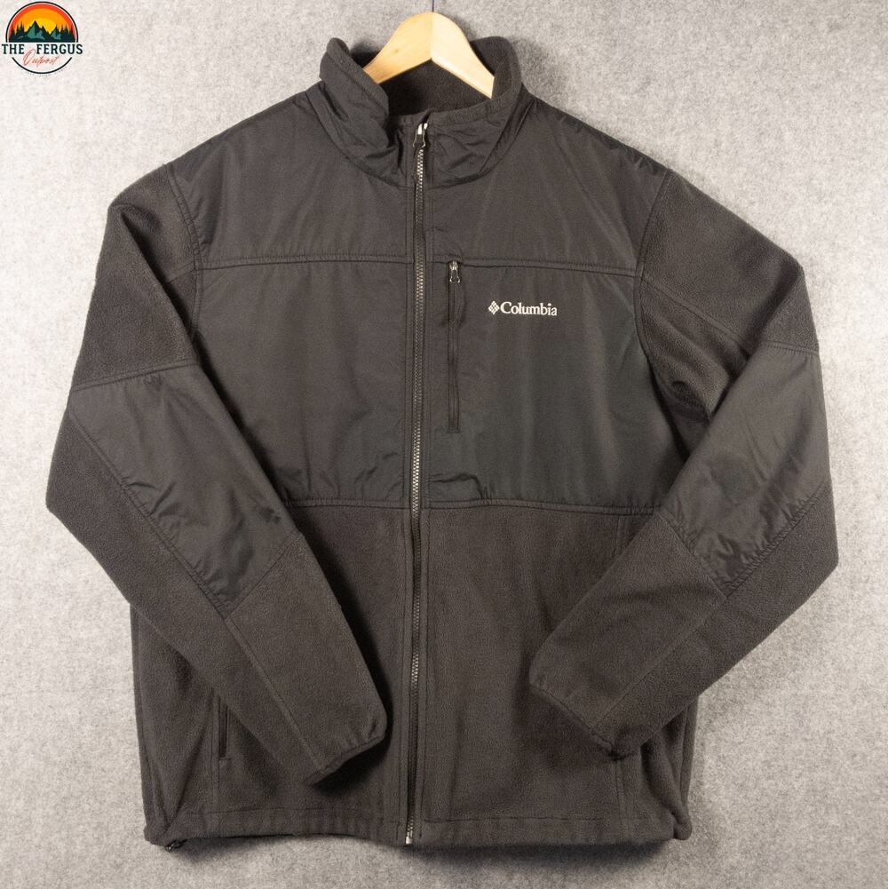 Columbia Field Gear Jacket Black Full-Zip Fleece Long Sleeve Gorpcore Men's XL